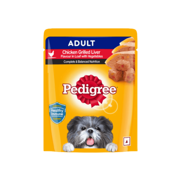 Pedigree Adult Grilled Chicken Liver in Loaf with Vegetables Gravy Pouch Wet Dog Food