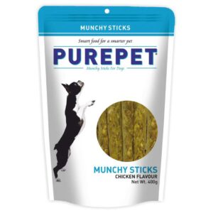 PUREPET Dog Treat Munchy Sticks, Chicken Flavour 400G Pack, All Life Stages